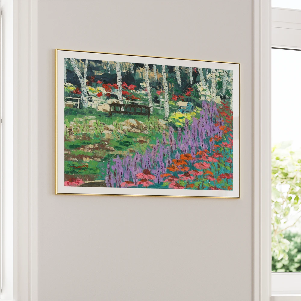 Summer Birch Garden Landscape Wall Art Print - XS / Matte Paper / Rolled Art - Nook At You