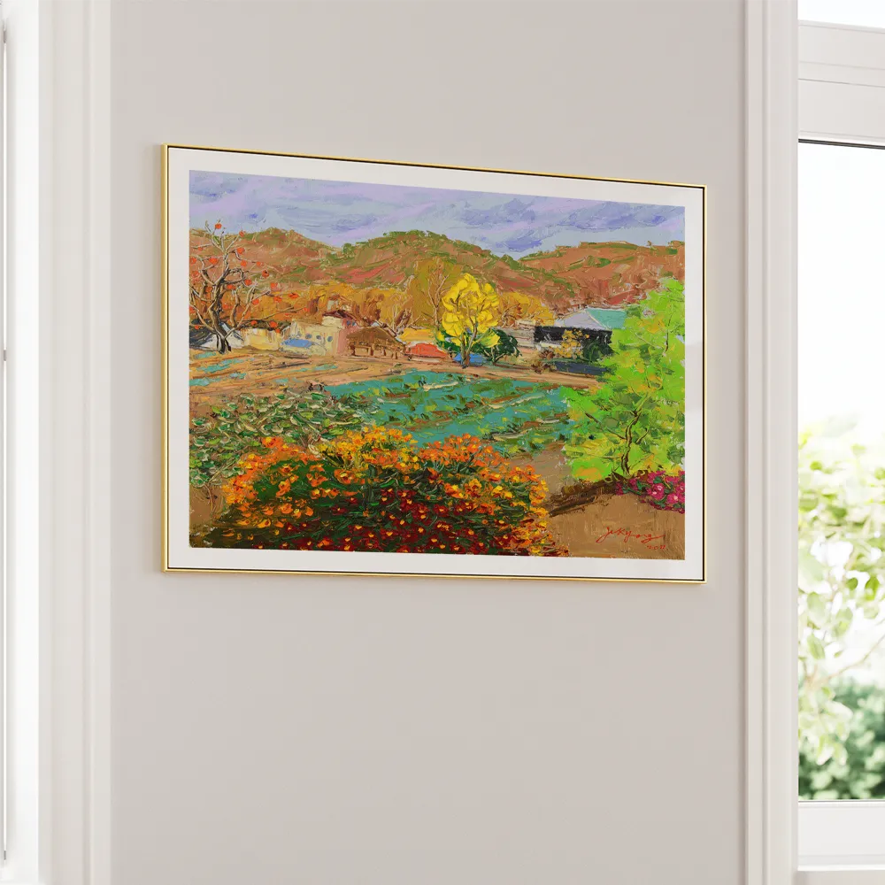 Vibrant Autumn Countryside Landscape Wall Art Print - XS / Matte Paper / Rolled Art - Nook At You
