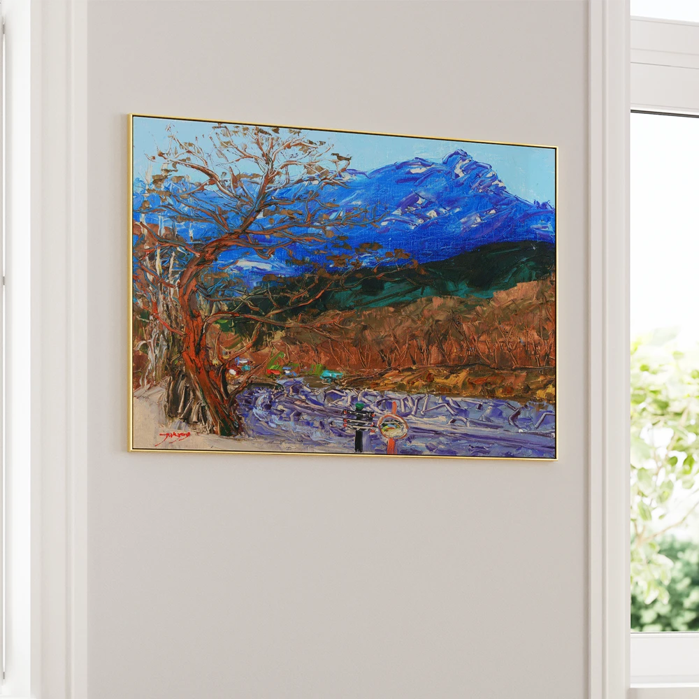 Blue Mountain Road Landscape Wall Art Print - XS / Matte Paper / Rolled Art - Nook At You
