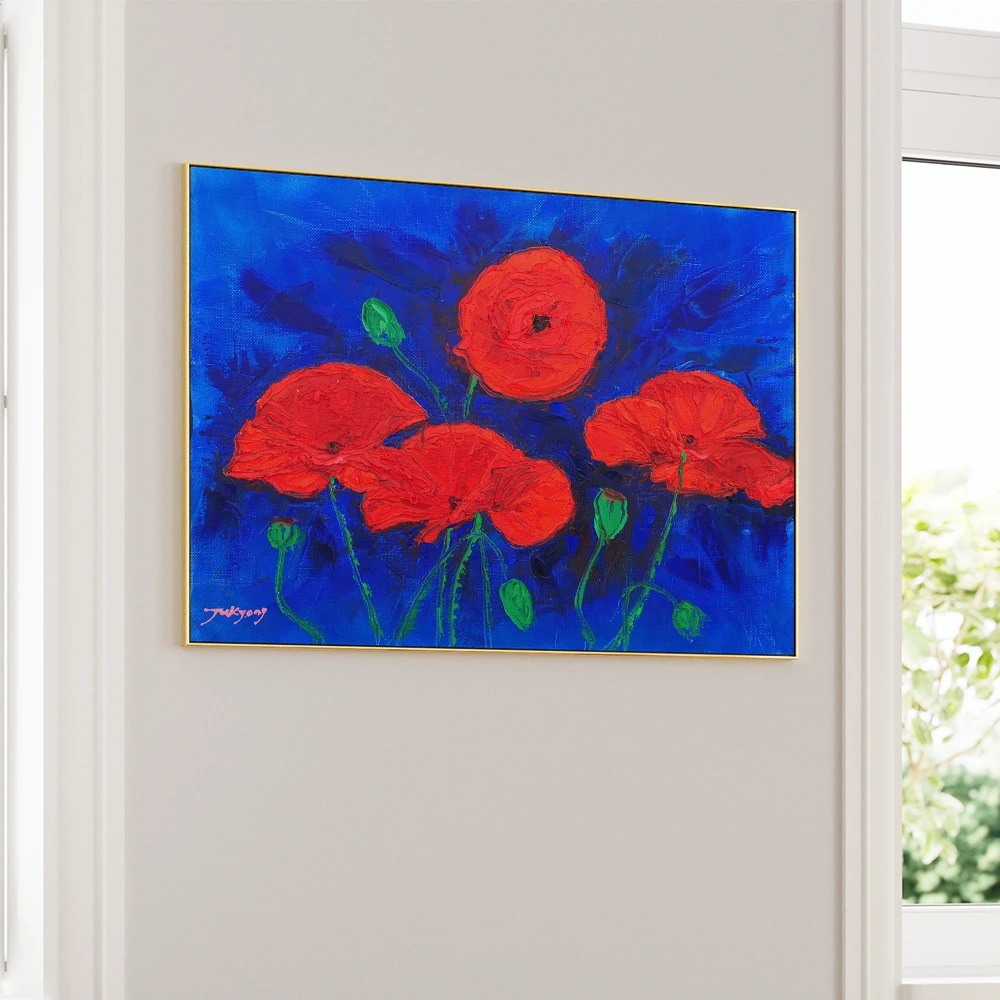 Vibrant Red Poppies Botanical Wall Art For Living Room - XS / Matte Paper / Rolled Art - Nook At You
