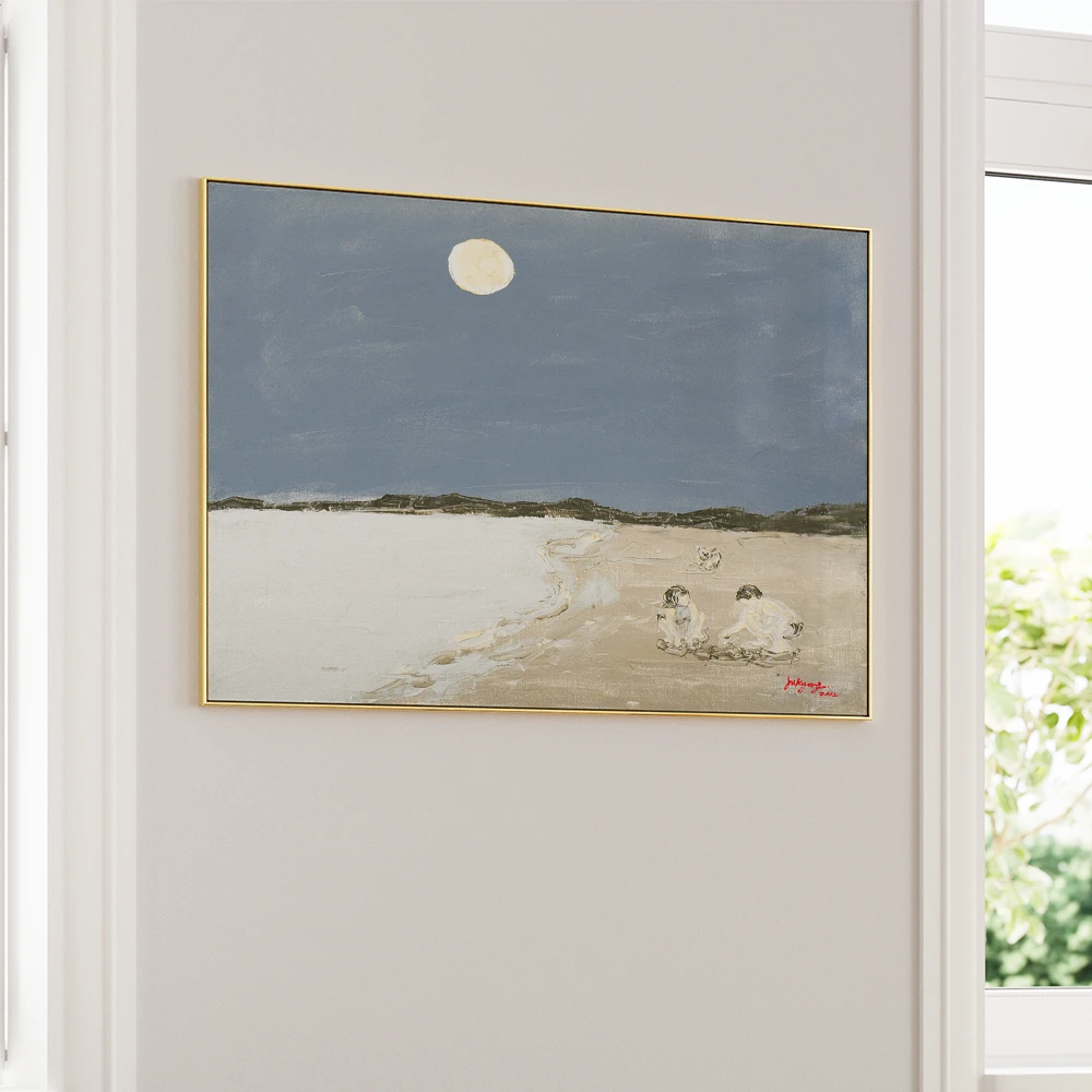 Moonlit Beach Play Coastal Landscape Wall Art - XS / Matte Paper / Rolled Art - Nook At You