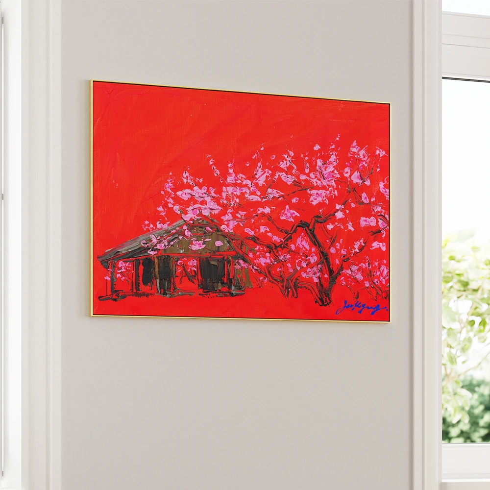 Vibrant Blossom House Abstract Painting For Living Room - XS / Matte Paper / Rolled Art - Nook At You