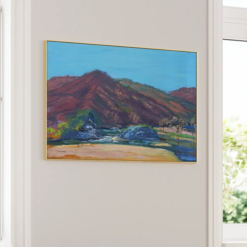 Serene Mountain Beach Landscape Painting - XS / Matte Paper / Rolled Art - Nook At You