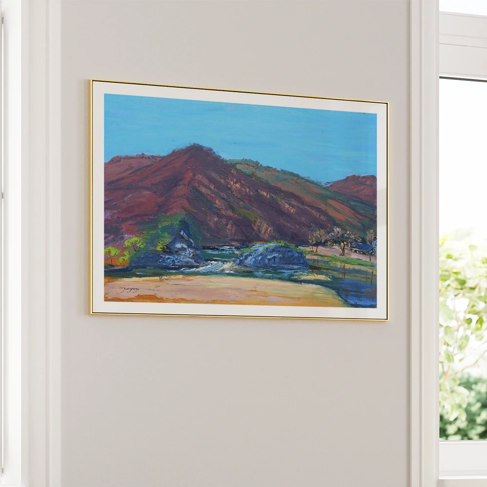 Serene Mountain Beach Landscape Painting - XS / Matte Paper / Rolled Art - Nook At You