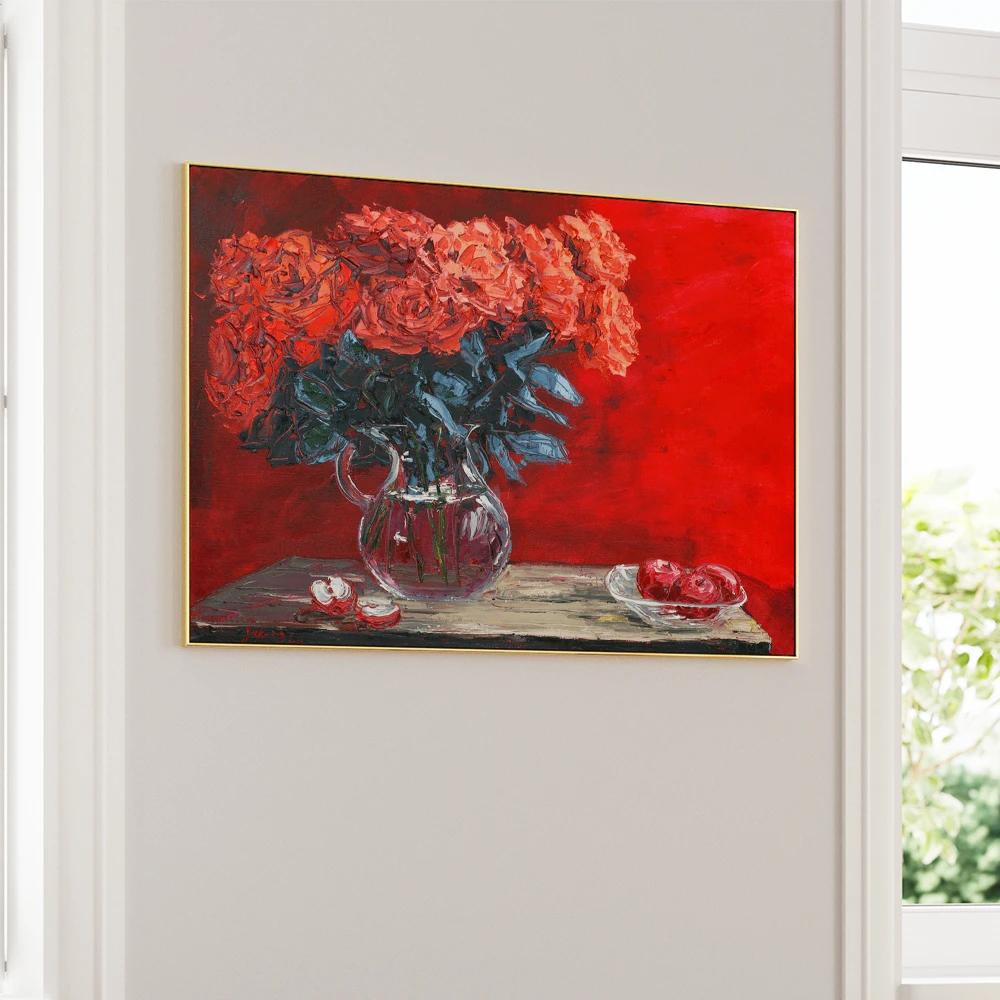 Vibrant Roses and Apples Botanical Art Poster - XS / Matte Paper / Rolled Art - Nook At You
