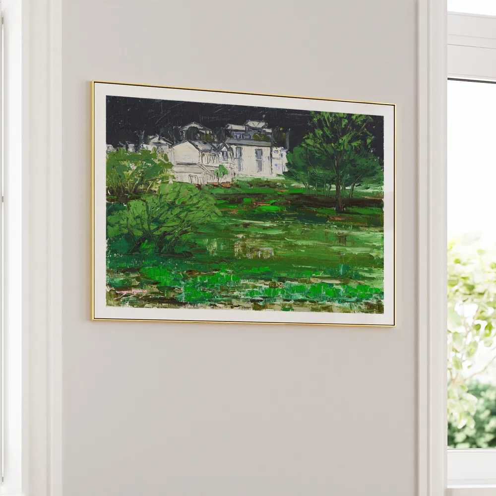 Waterside Mansion Reflections Landscape Wall Art - XS / Matte Paper / Rolled Art - Nook At You