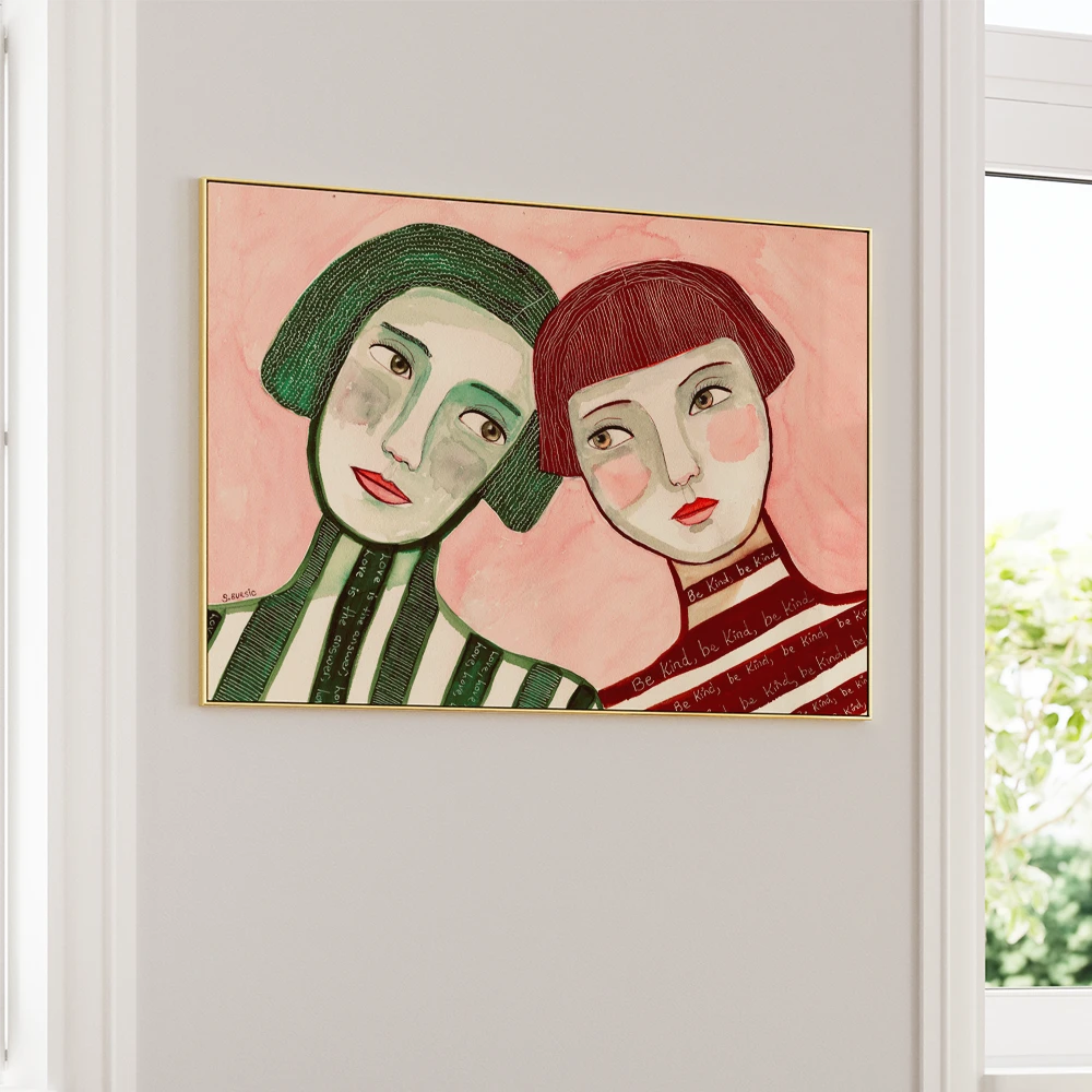 Kindred Spirits Love Women Illustration Wall Art Print - XS / Matte Paper / Rolled Art - Nook At You