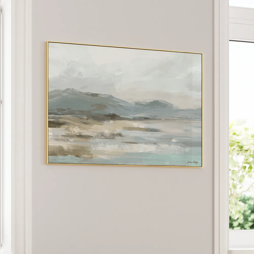 Misty Shore Abstract Painting For Living Room - XS / Matte Paper / Rolled Art - Nook At You