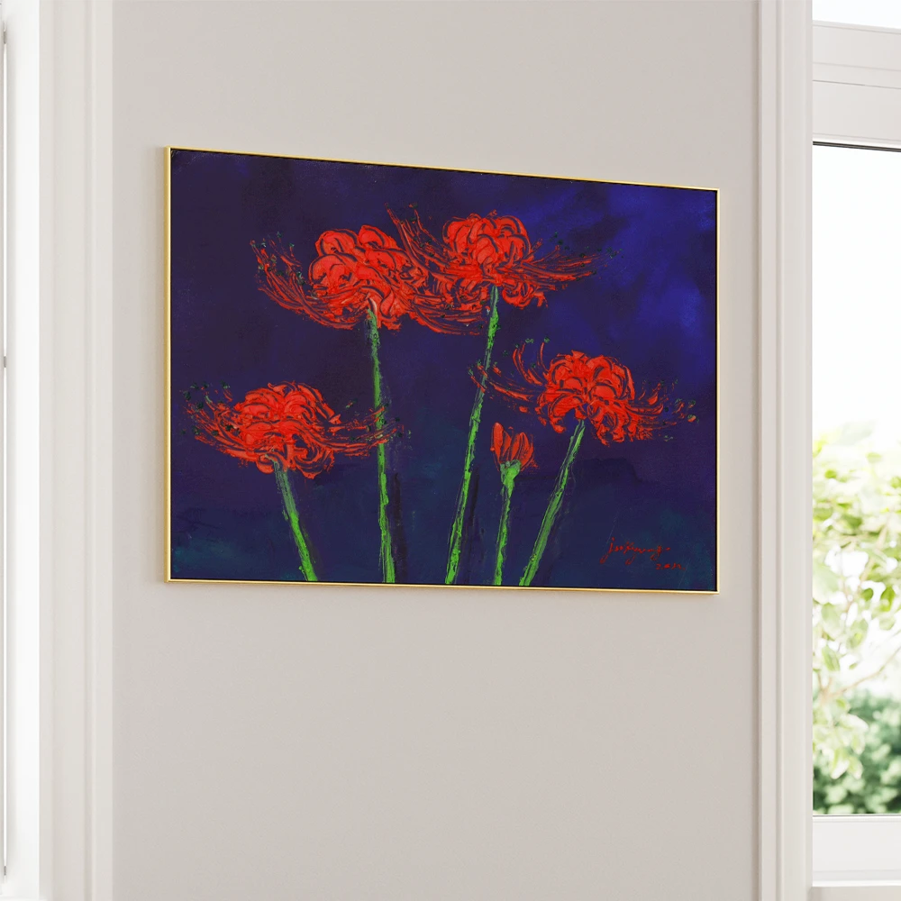 Vibrant Red Spider Lilies Botanical Painting - XS / Matte Paper / Rolled Art - Nook At You