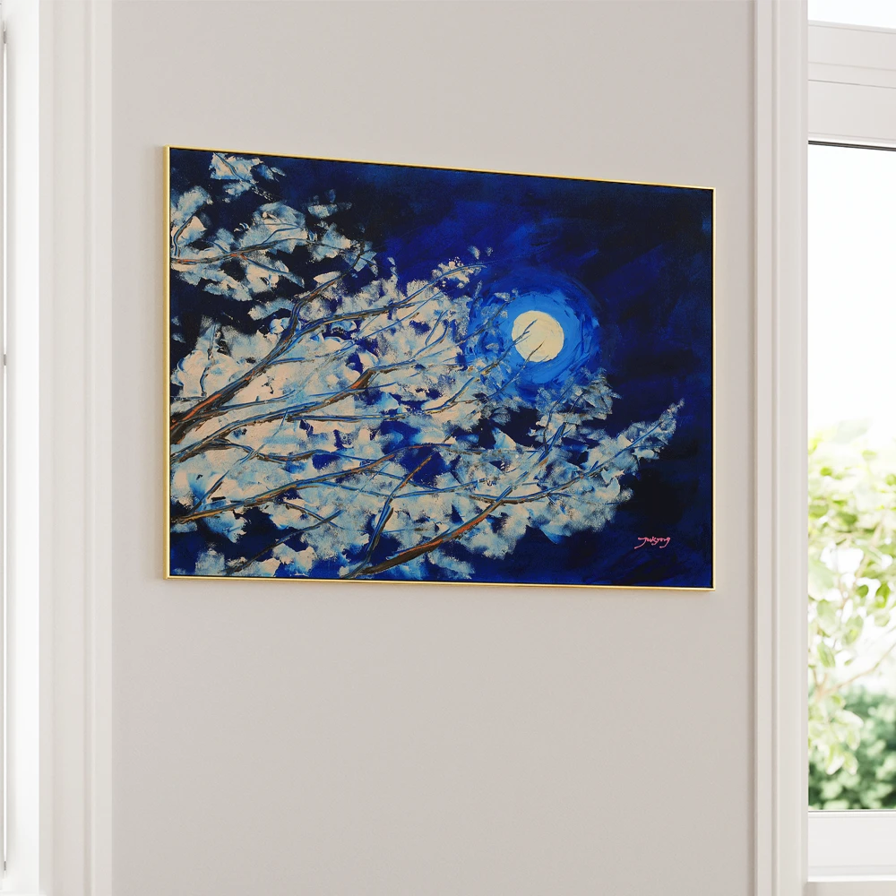 Moonlit Winter Branches Canvas Landscape Wall Art - XS / Matte Paper / Rolled Art - Nook At You
