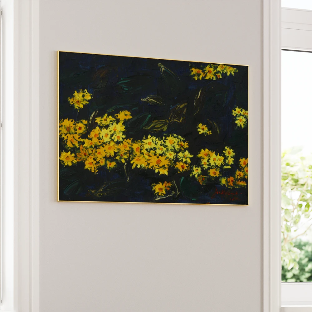 Night Garden Glow Botanical Painting For Living Room - XS / Matte Paper / Rolled Art - Nook At You