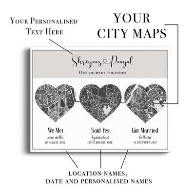 Triple Heart City Map - Slate Grey