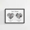Personalized Dual Heart City Map - White