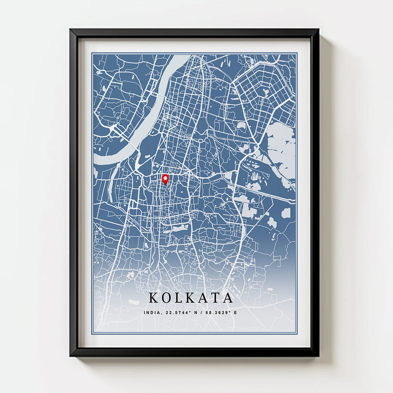 Custom Map Art - Powder Blue - Classic