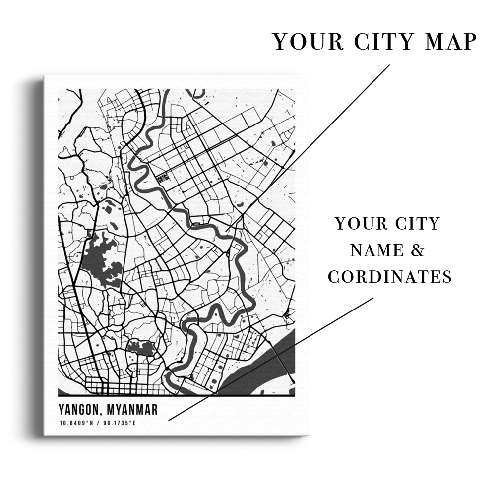 Custom Map White Custom Street Map Art – Personalized Deep Blue City Map Print | Nook at ...