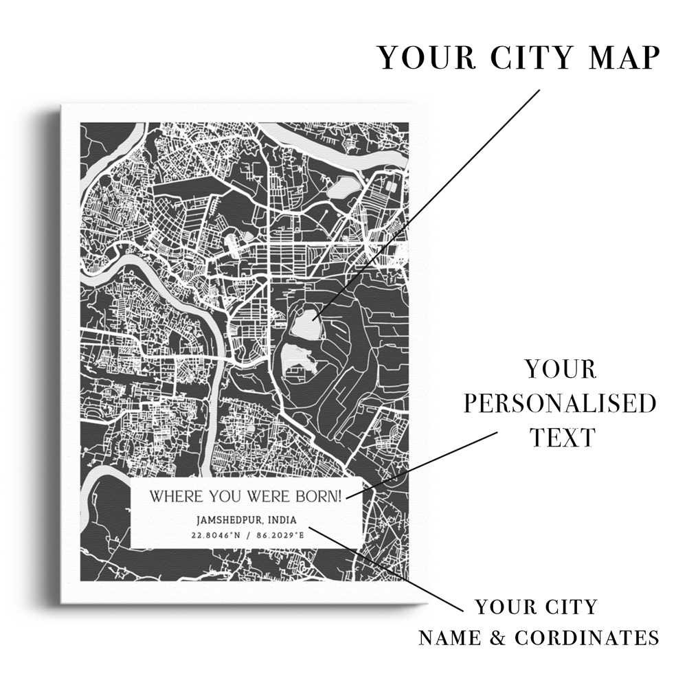 Custom Map White Personalized City Maps | The Perfect Housewarming Gift | Black & White ...