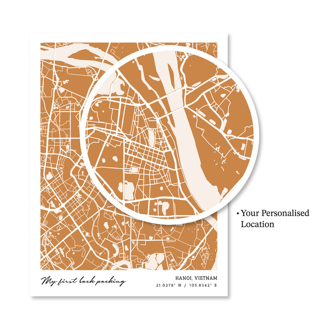Street Map Art - Amber - Modern #1 - XS / Canvas / Rolled Art - Nook At You