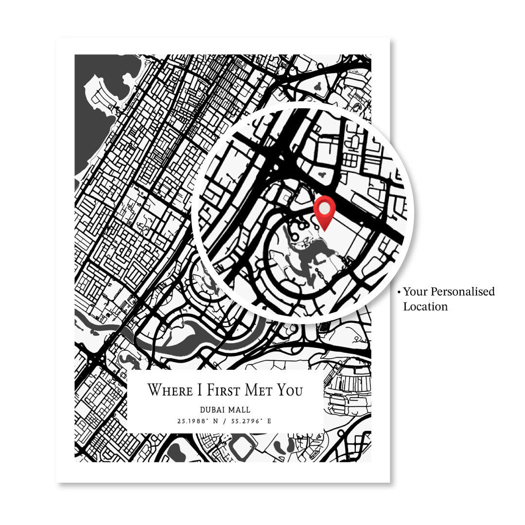 Custom Map Art - White - The Executive - XS / Canvas / Rolled Art - Nook At You