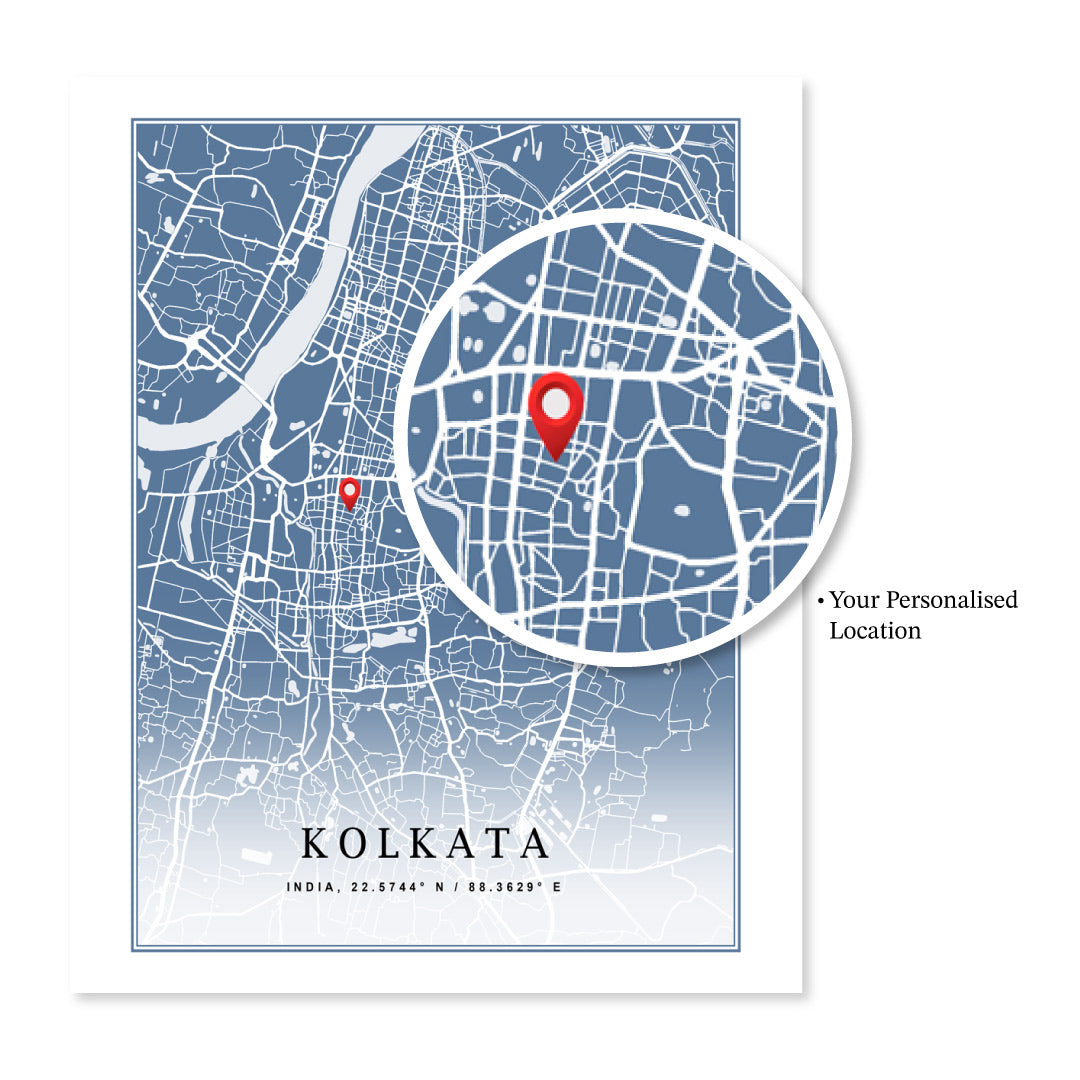 Custom Map Art - Powder Blue - Classic - XS / Matte Paper / Rolled Art - Nook At You