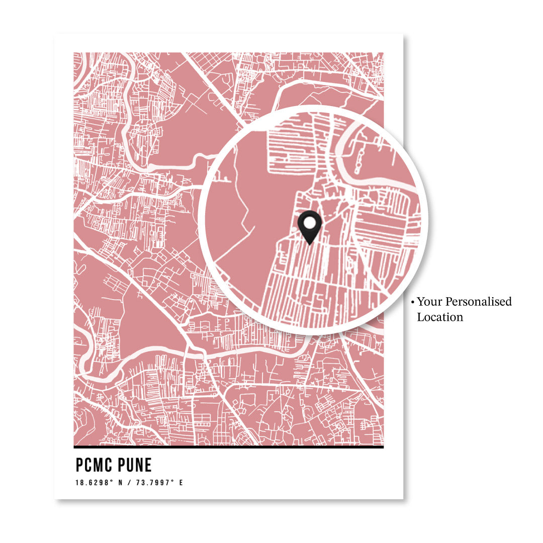 Personalized Street Map Art - Baby Pink - Pantone - XS / Canvas / Rolled Art - Nook At You