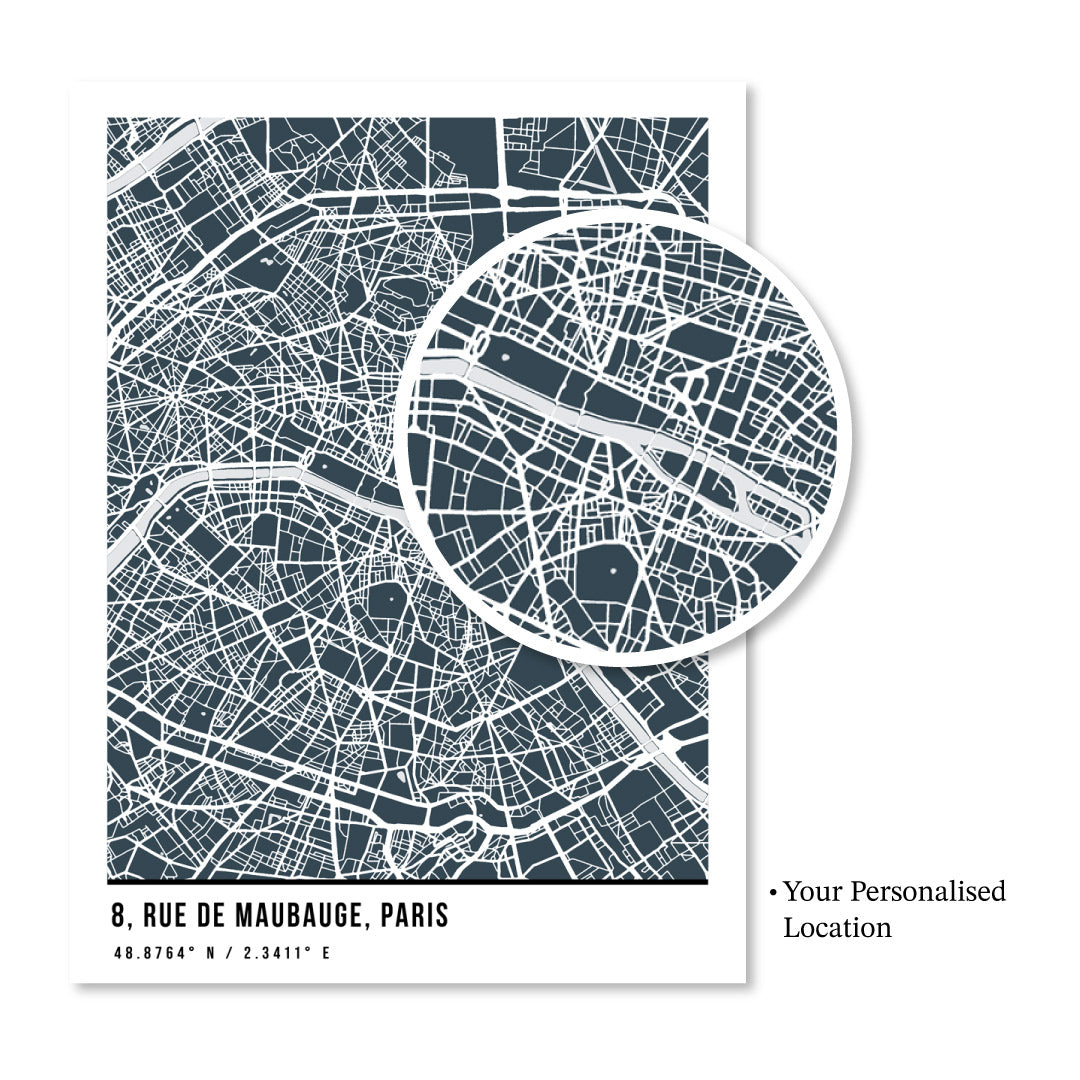 Custom Street Map Art - Deep Blue - Pantone - XS / Matte Paper / Rolled Art - Nook At You