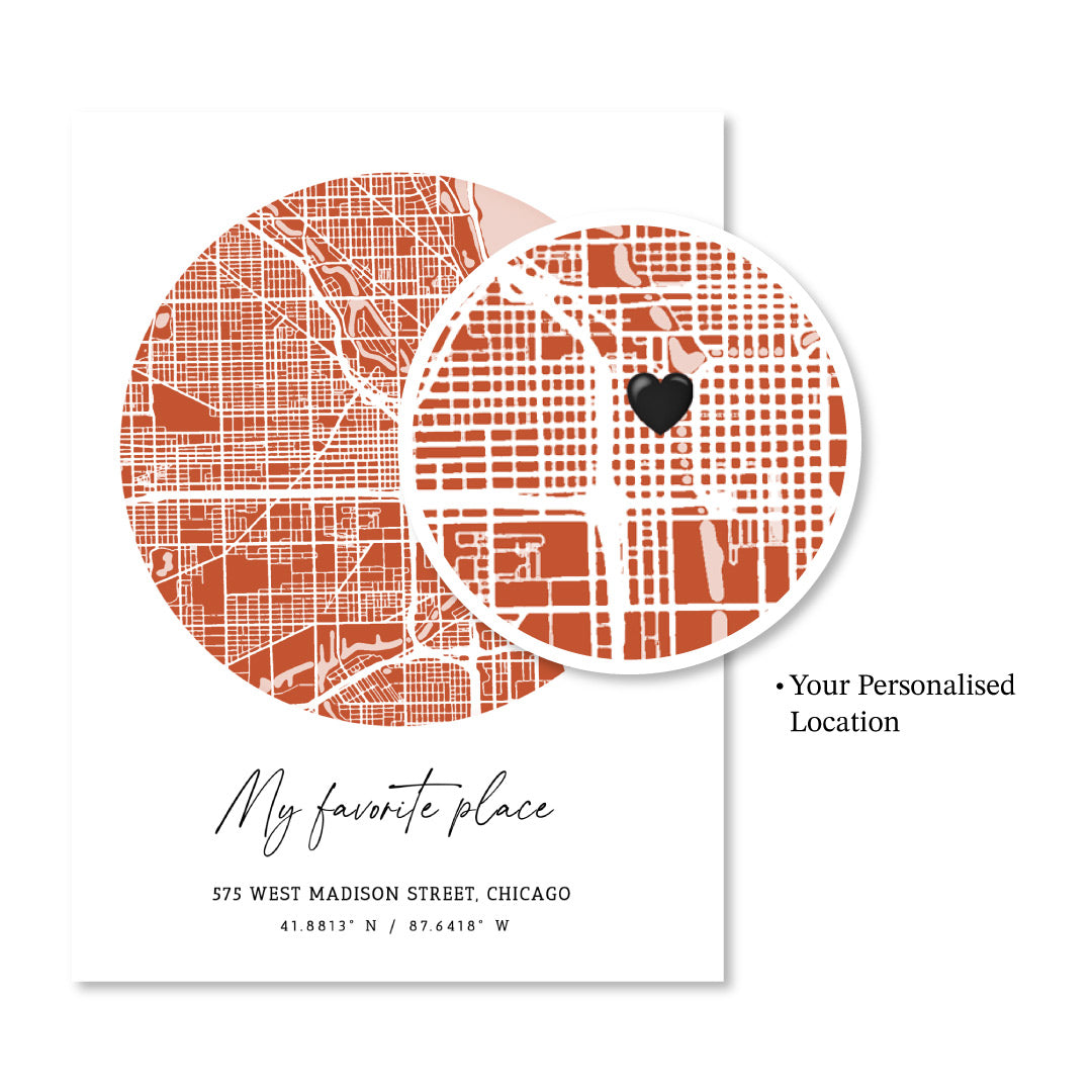 Street Map Art - Burnt Orange - The Minimalist - XS / Canvas / Rolled Art - Nook At You