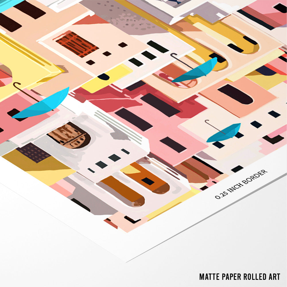 Pastel Cityscape Canvas Painting - XS / Matte Paper / Rolled Art - Nook At You