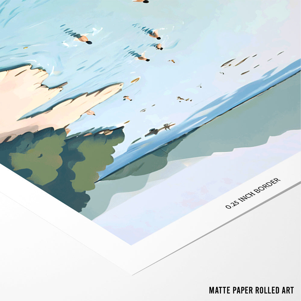 Riverscape With People Swimming Wall Art Posters - XS / Matte Paper / Rolled Art - Nook At You