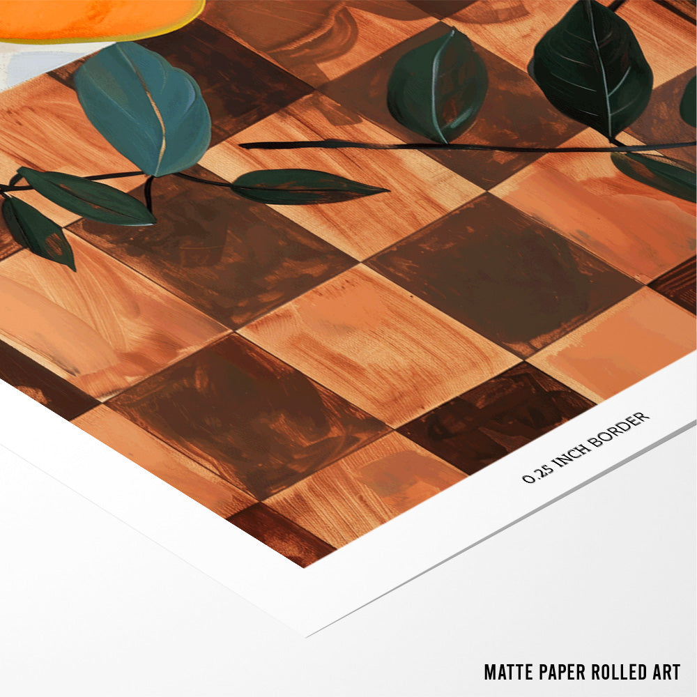 Papaya on Pattern Still Life Art Print - XS / Matte Paper / Rolled Art - Nook At You