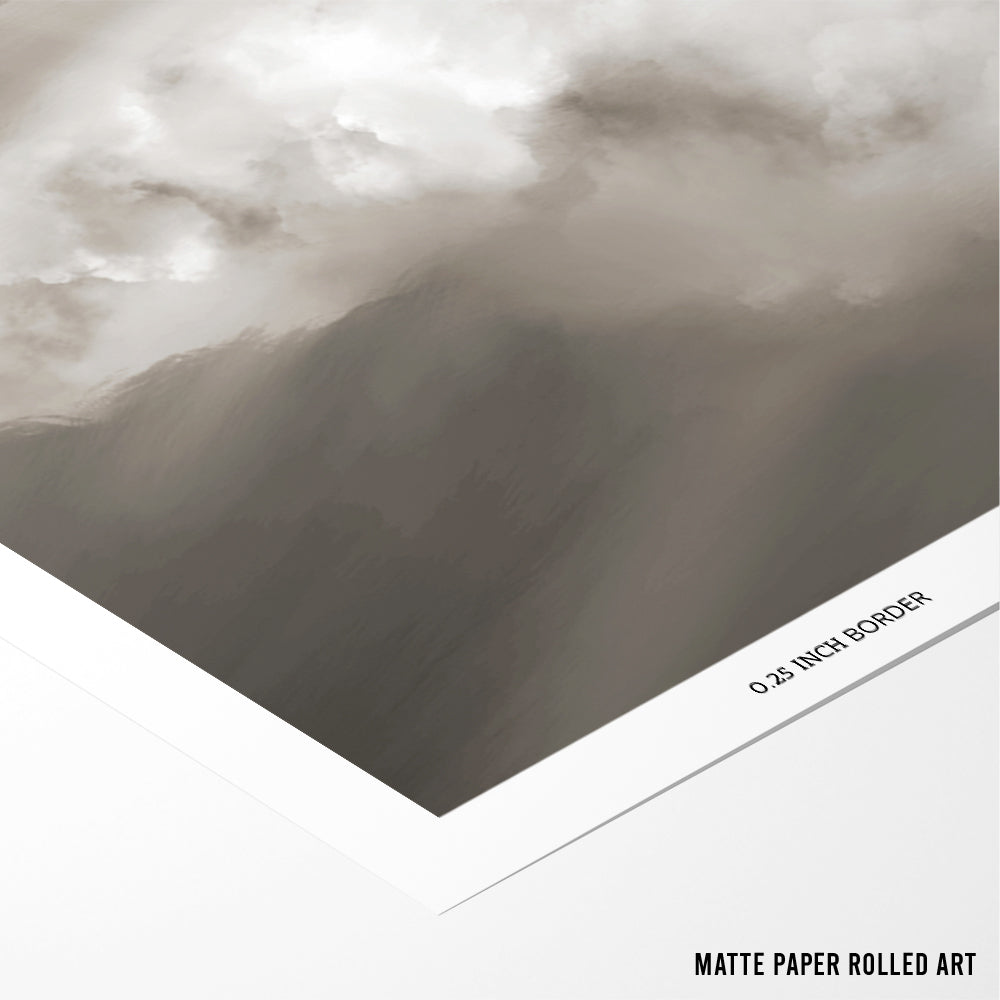 Celestial Drift – Moody Grey Landscape Abstract Art - XS / Matte Paper / Rolled Art - Nook At You