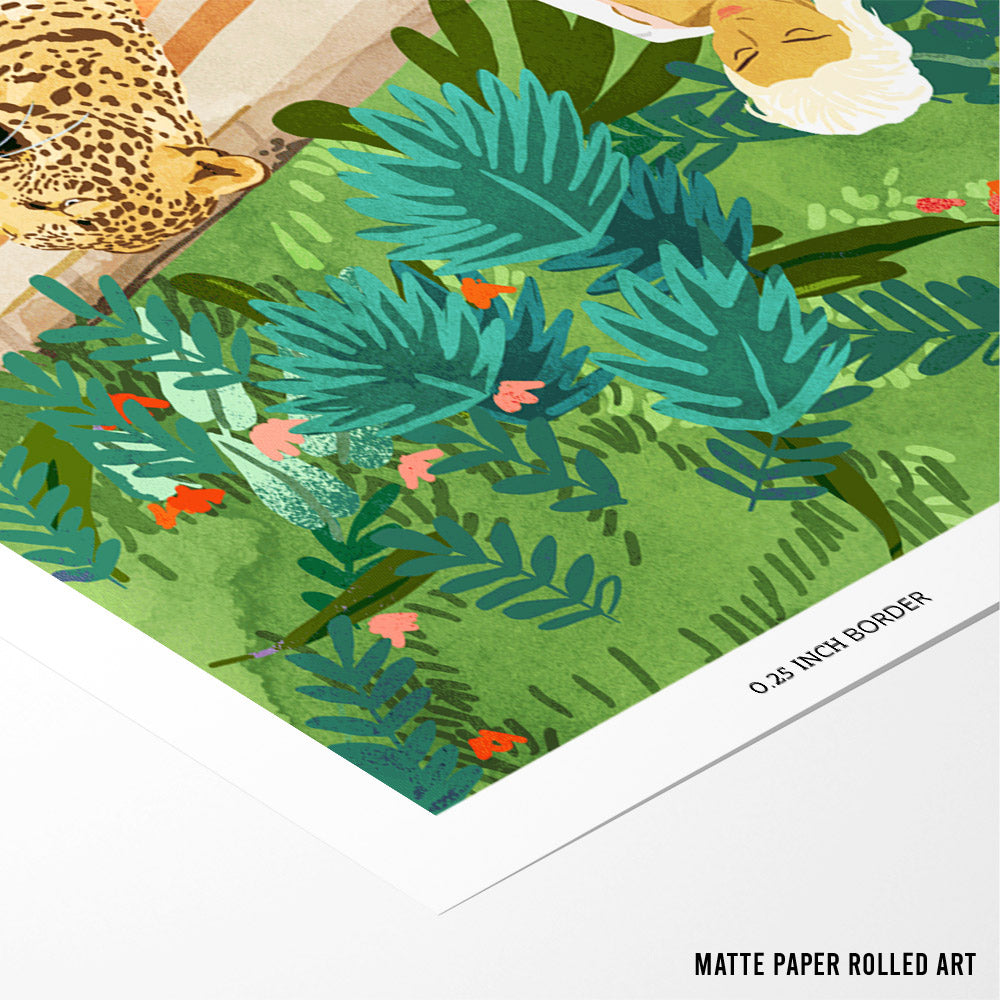 Cheetah On the Wild Side Botanical Wall Art - XS / Matte Paper / Rolled Art - Nook At You