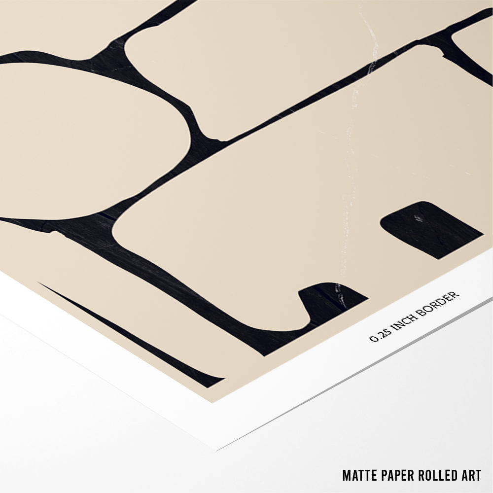 Pale Shapes – Beige and Black Modern Abstract Wall Art - XS / Matte Paper / Rolled Art - Nook At You