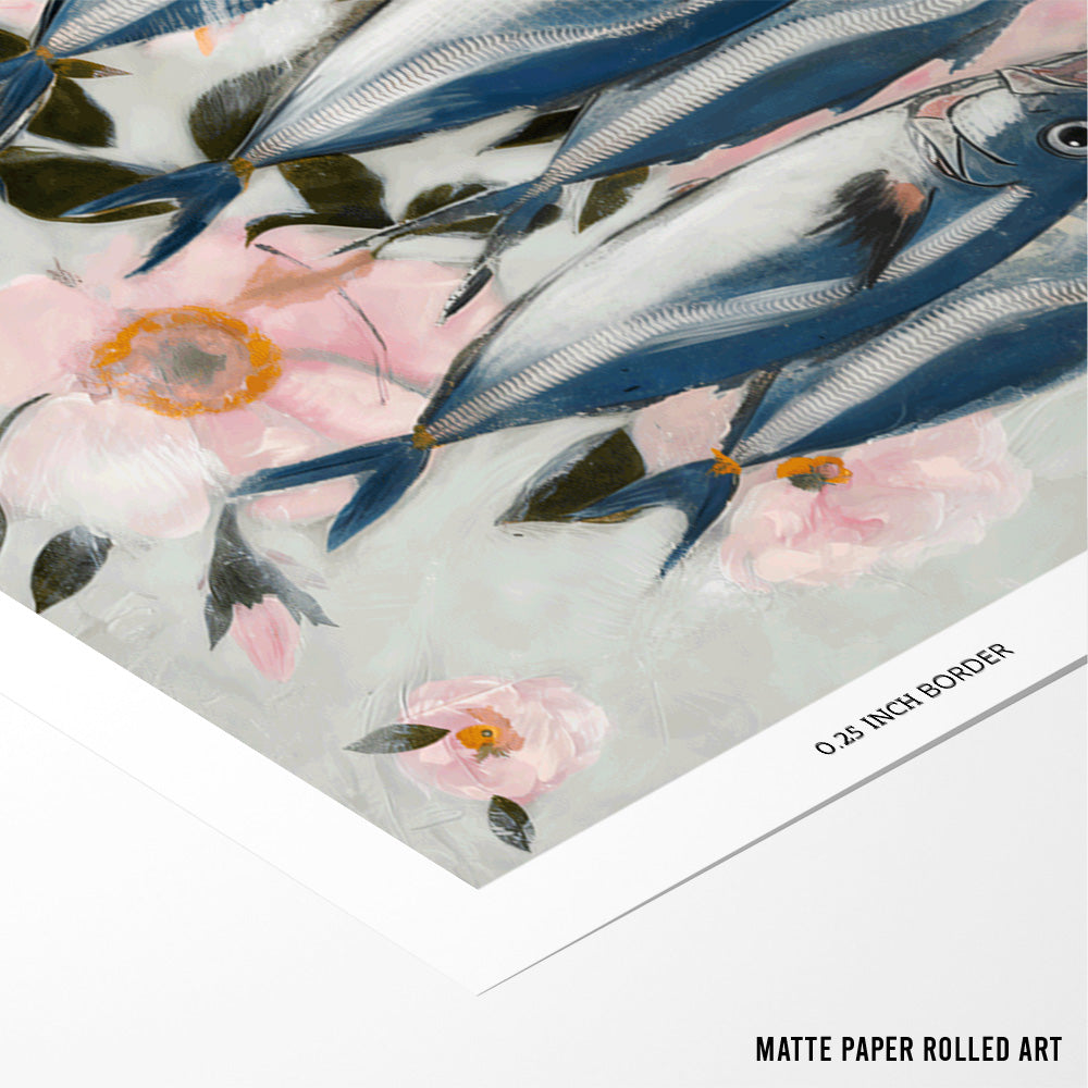 Sardines In Pink Wall Art Print - XS / Matte Paper / Rolled Art - Nook At You