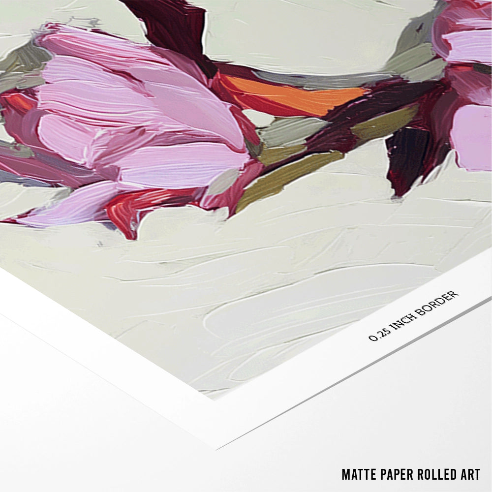 Pink Flowers Botanical Canvas Painting - XS / Matte Paper / Rolled Art - Nook At You