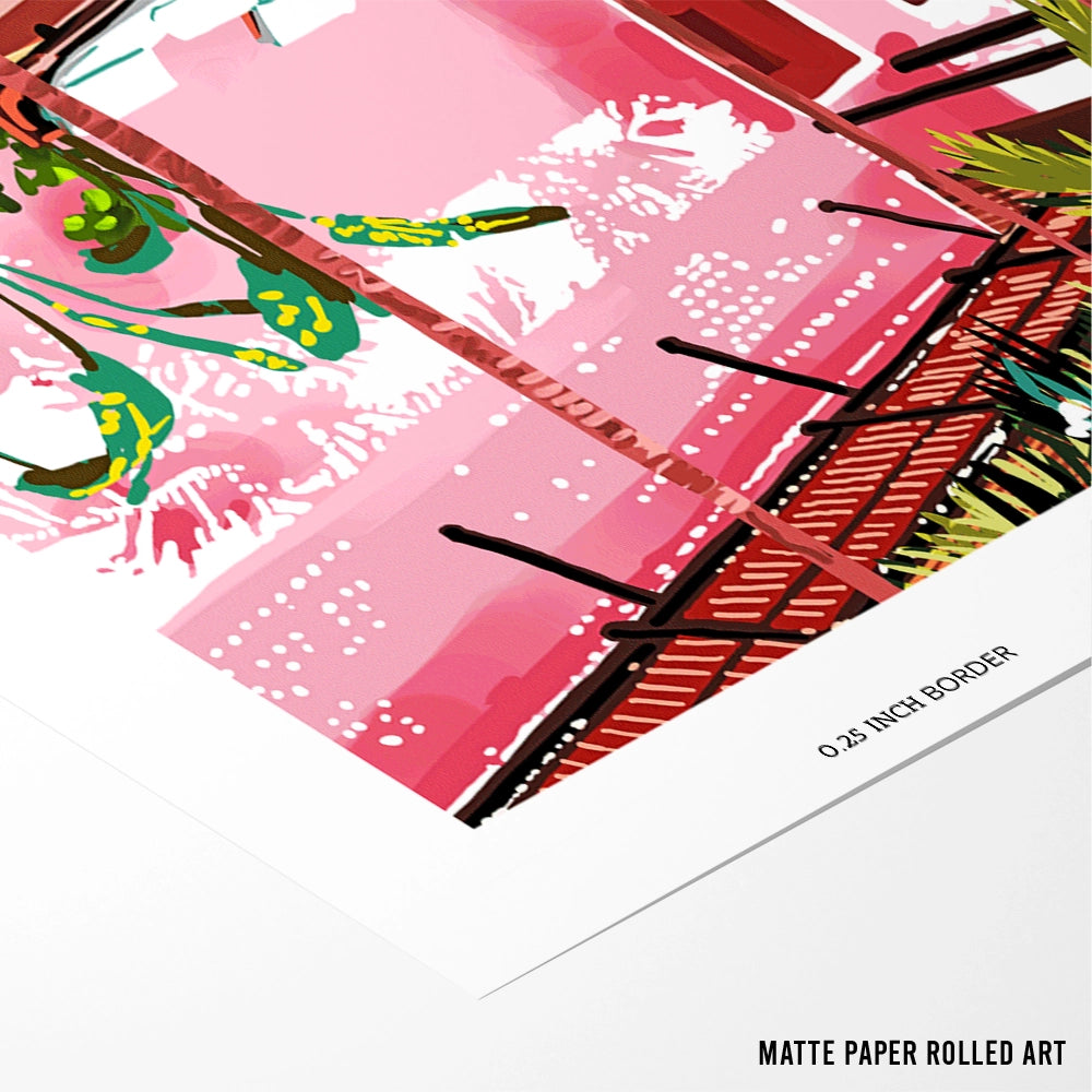 Vacay Villa With Poolside Scene Wall Art Prints - 5XL / Canvas / Rolled Art - Nook At You