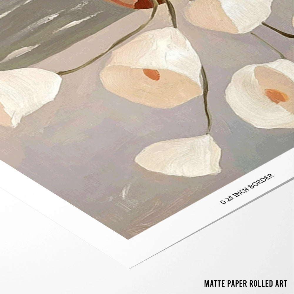 A Vase with White Calla Lilies Botanical Painting - XS / Matte Paper / Rolled Art - Nook At You