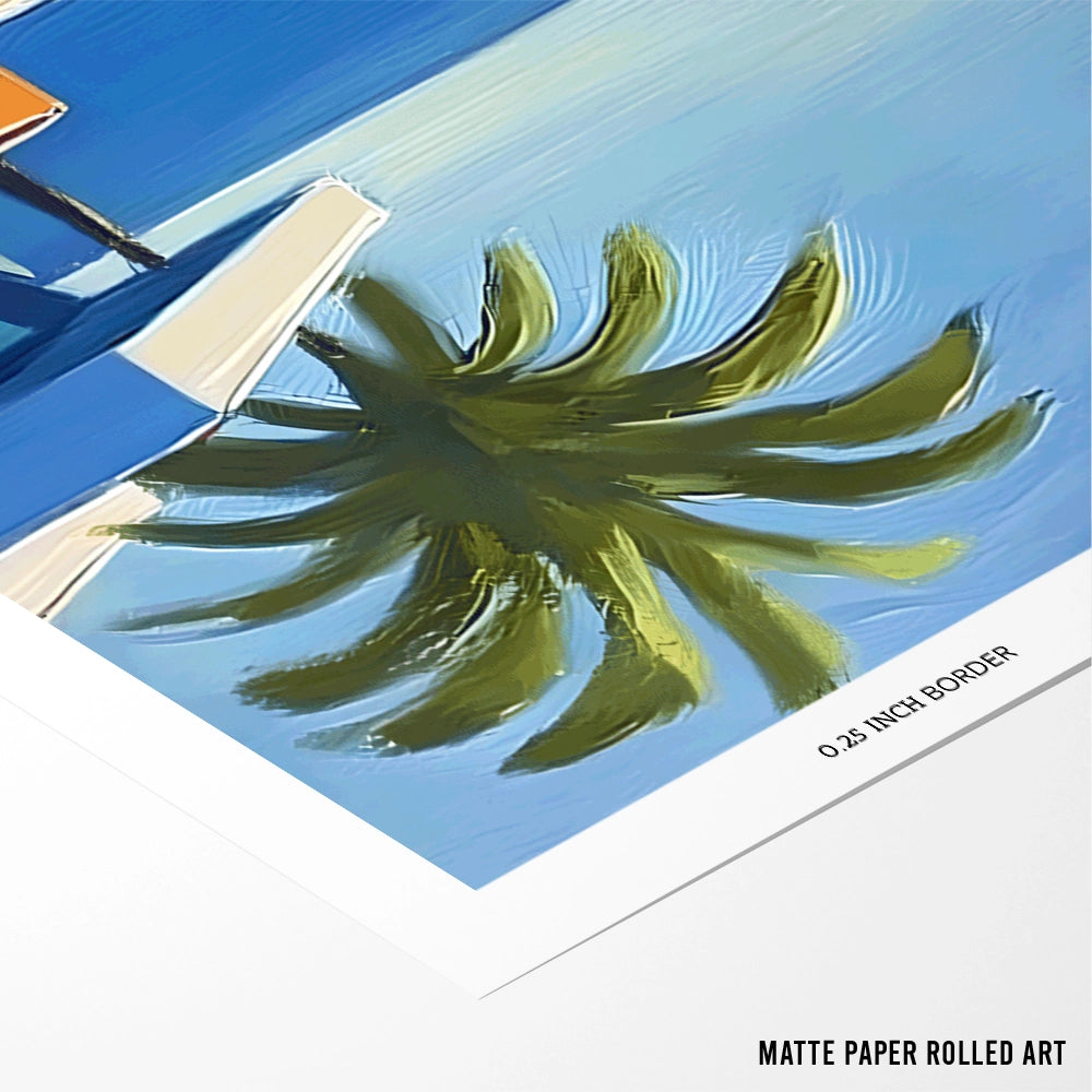 Blue Swimming Pool Landscape Painting - XS / Matte Paper / Rolled Art - Nook At You