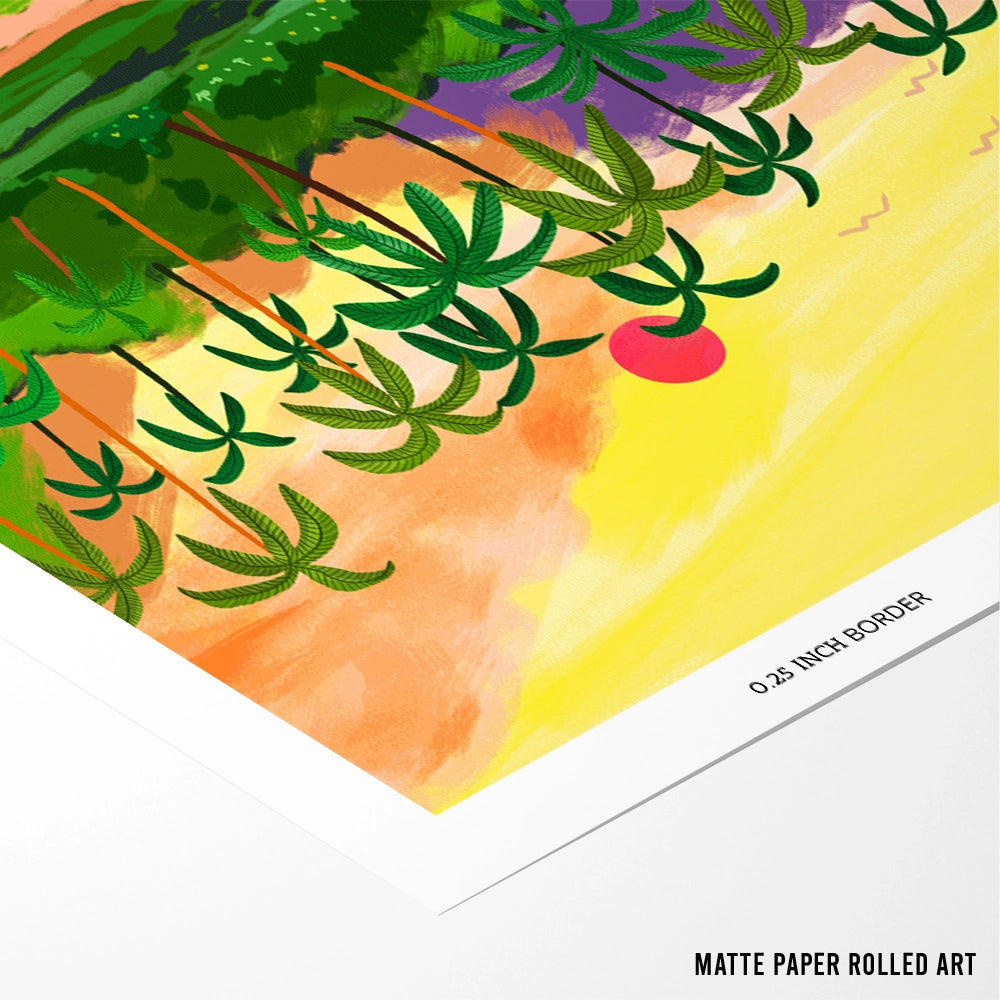 Tropical Backwaters of Kerala Landscape Canvas Paintings - XS / Matte Paper / Rolled Art - Nook At You