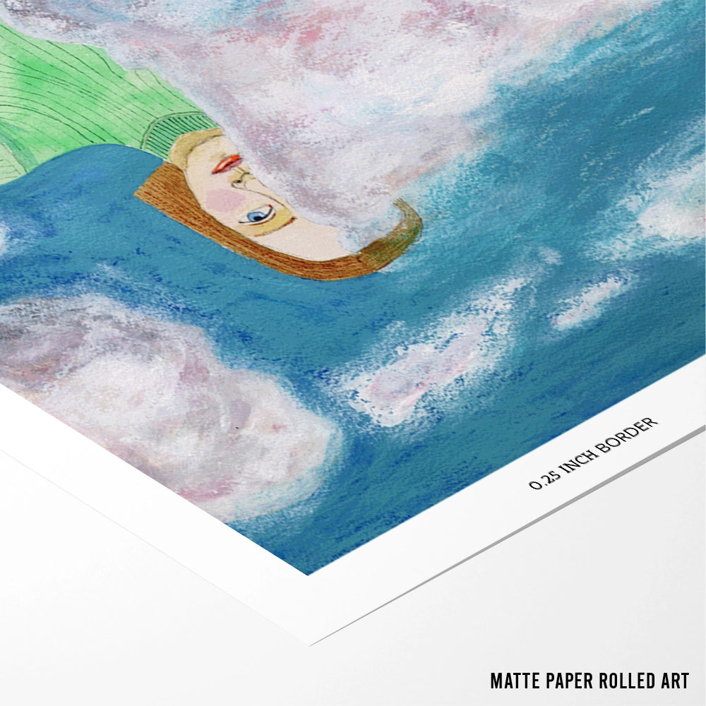 Head in the Clouds – Women Illustration Painting - XS / Matte Paper / Rolled Art - Nook At You