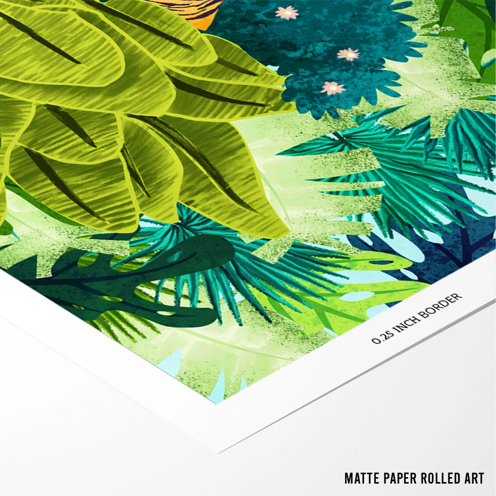Jungle Tiger Botanical Art Prints - XS / Matte Paper / Rolled Art - Nook At You