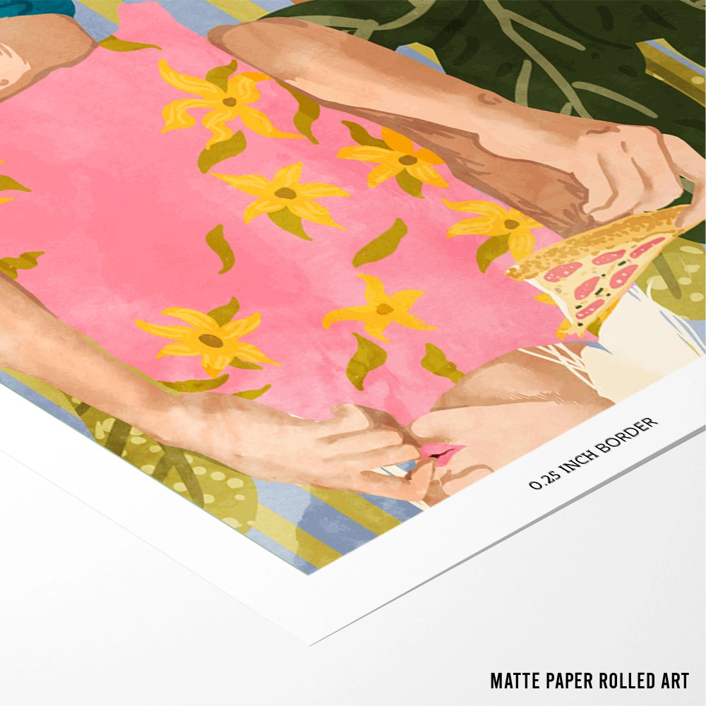 Pizza Boho illustrations For Wall - XS / Matte Paper / Rolled Art - Nook At You