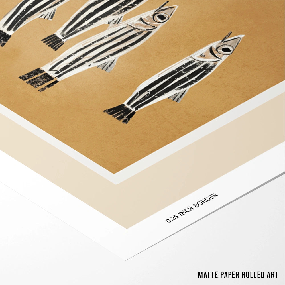 Minimal Fish Study Abstract Painting for Living Room - XS / Matte Paper / Rolled Art - Nook At You