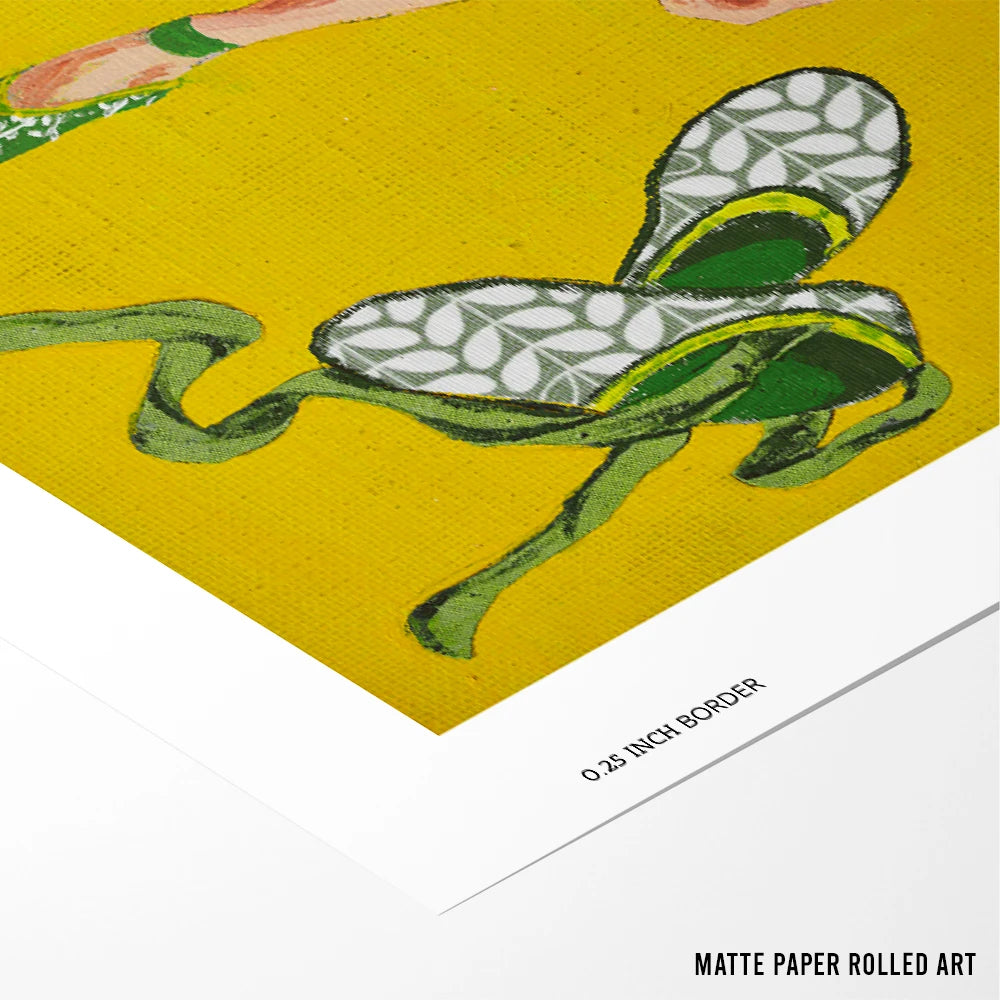 Dancing Ballerina Yellow Women Illustration Wall Art Poster - XS / Matte Paper / Rolled Art - Nook At You