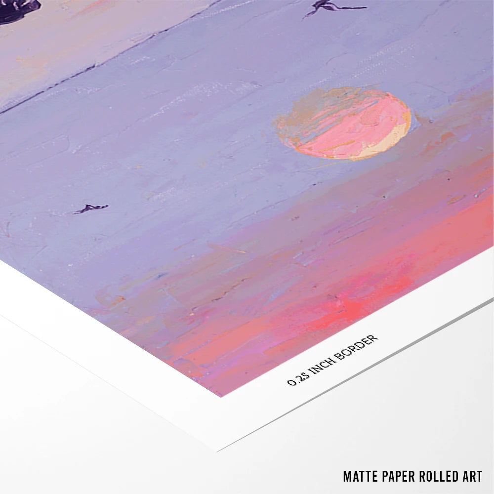 Purple Ocean Sunset Landscape Wall Art Poster for Living Room - XS / Matte Paper / Rolled Art - Nook At You