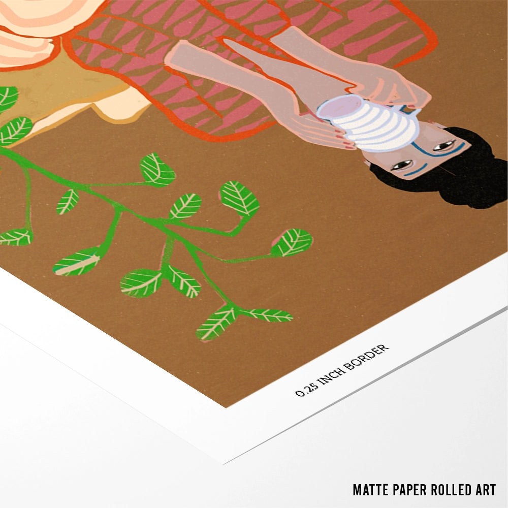 Lady having coffee Women Illustration Poster - XS / Matte Paper / Rolled Art - Nook At You