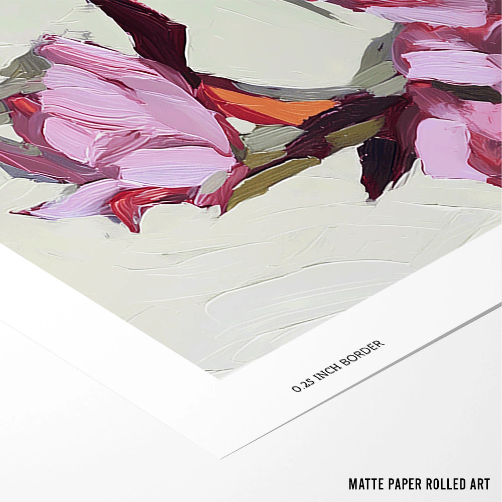 Pink Flowers Botanical Canvas Painting - XS / Matte Paper / Rolled Art - Nook At You
