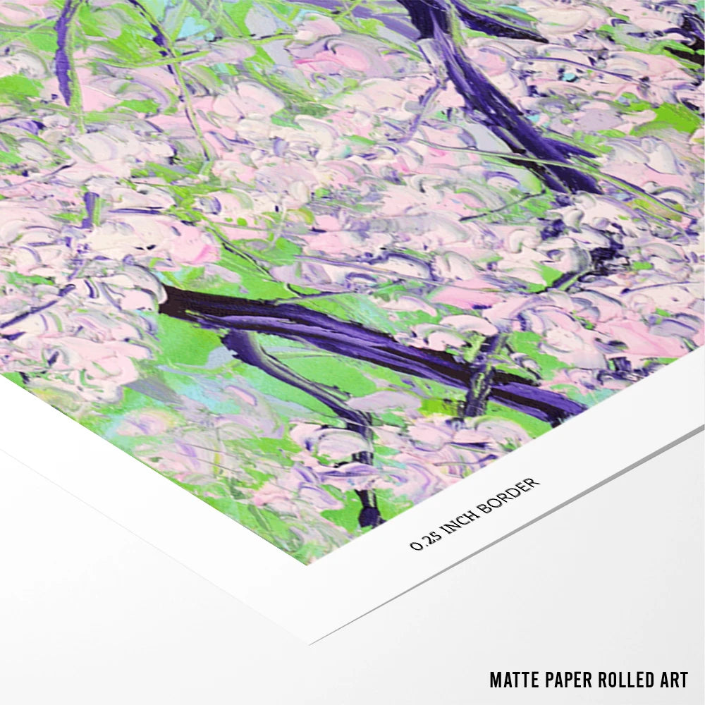 Blooming Cherry Trees Landscape Painting - XS / Matte Paper / Rolled Art - Nook At You