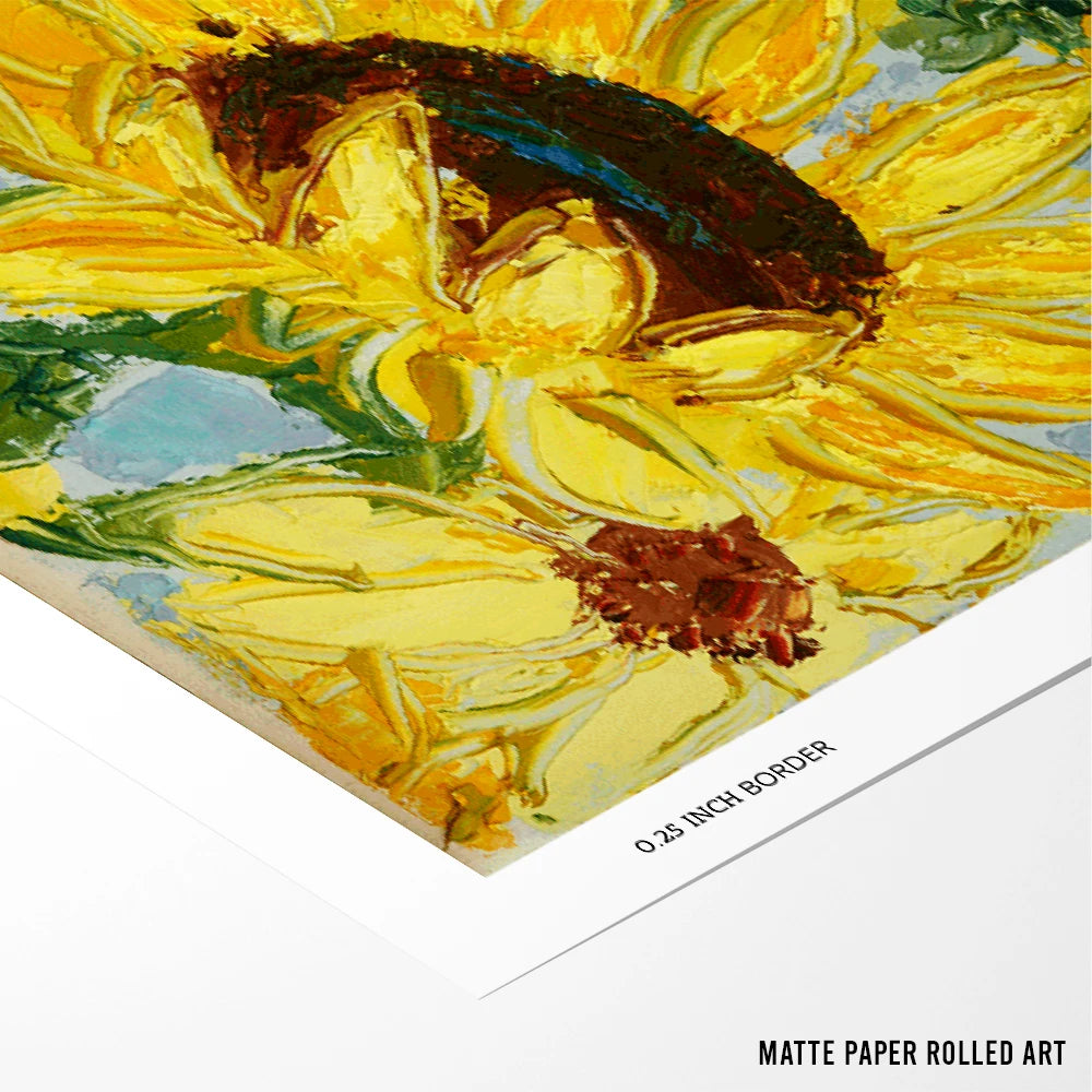 Bright Yellow Sunflowers Floral Wall Art For Living Room - XS / Matte Paper / Rolled Art - Nook At You