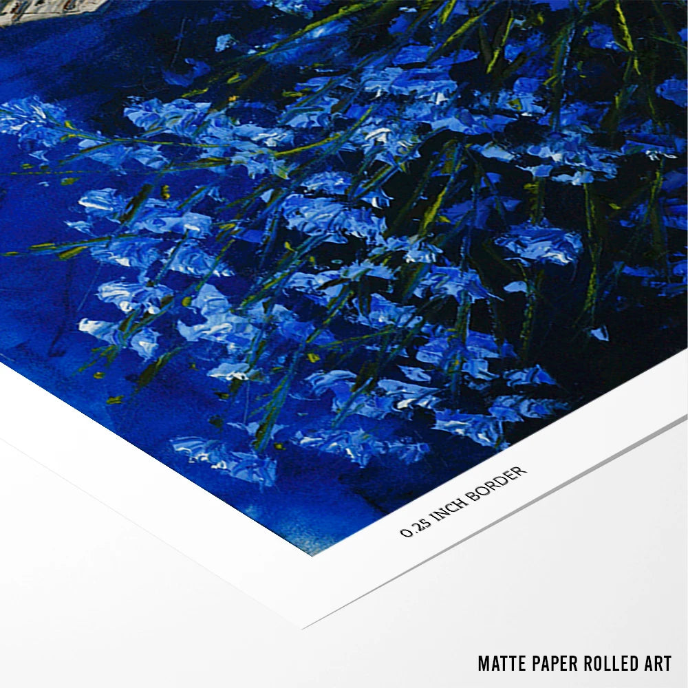 Vibrant Blue Still Life Botanical Wall Art For Reading Room - XS / Matte Paper / Rolled Art - Nook At You