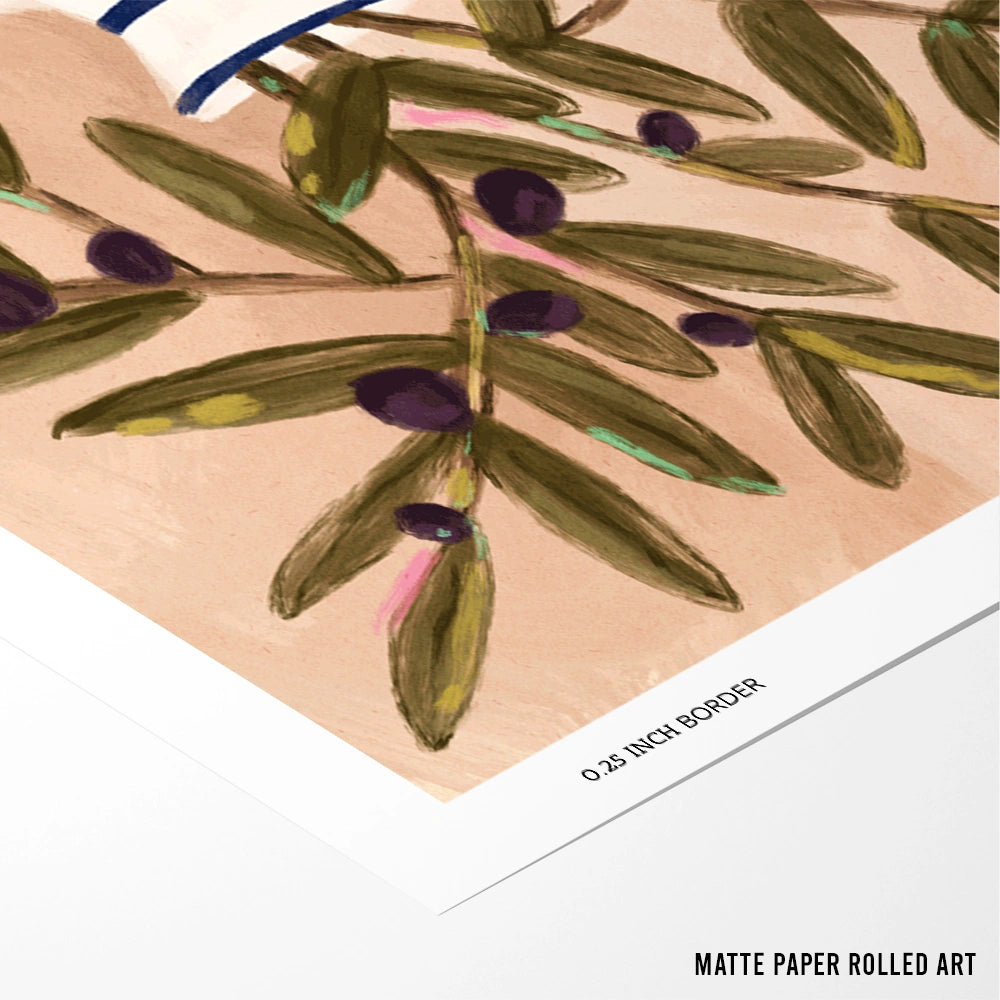 Olive Branches In a Pot Botanical Painting - XS / Matte Paper / Rolled Art - Nook At You